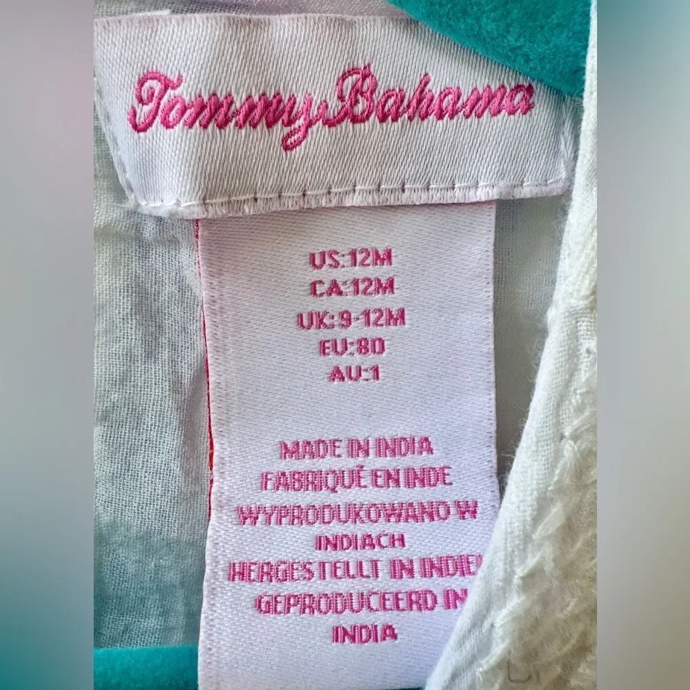 Tommy Bahama Baby Girl Sleeveless Keyhole Back Lined Summer Dress. 12 Months.